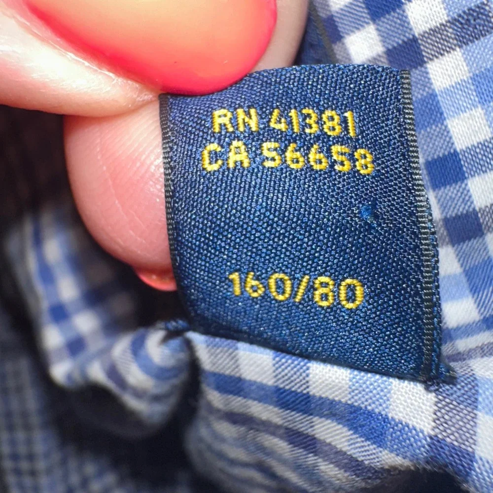 Ralph Lauren Button‎ Down Shirt Natural Stretch Checkered Plaid L (14-16)